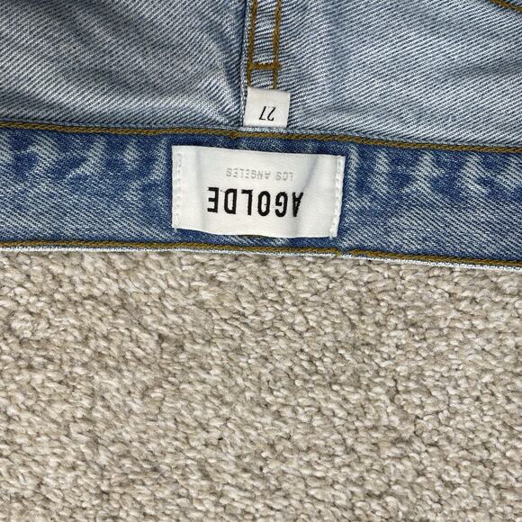 AGOLDE Women Jean Shorts Size 27 Blue Button Fry Distressed Denim 5" Inseam D11 - Picture 7 of 8